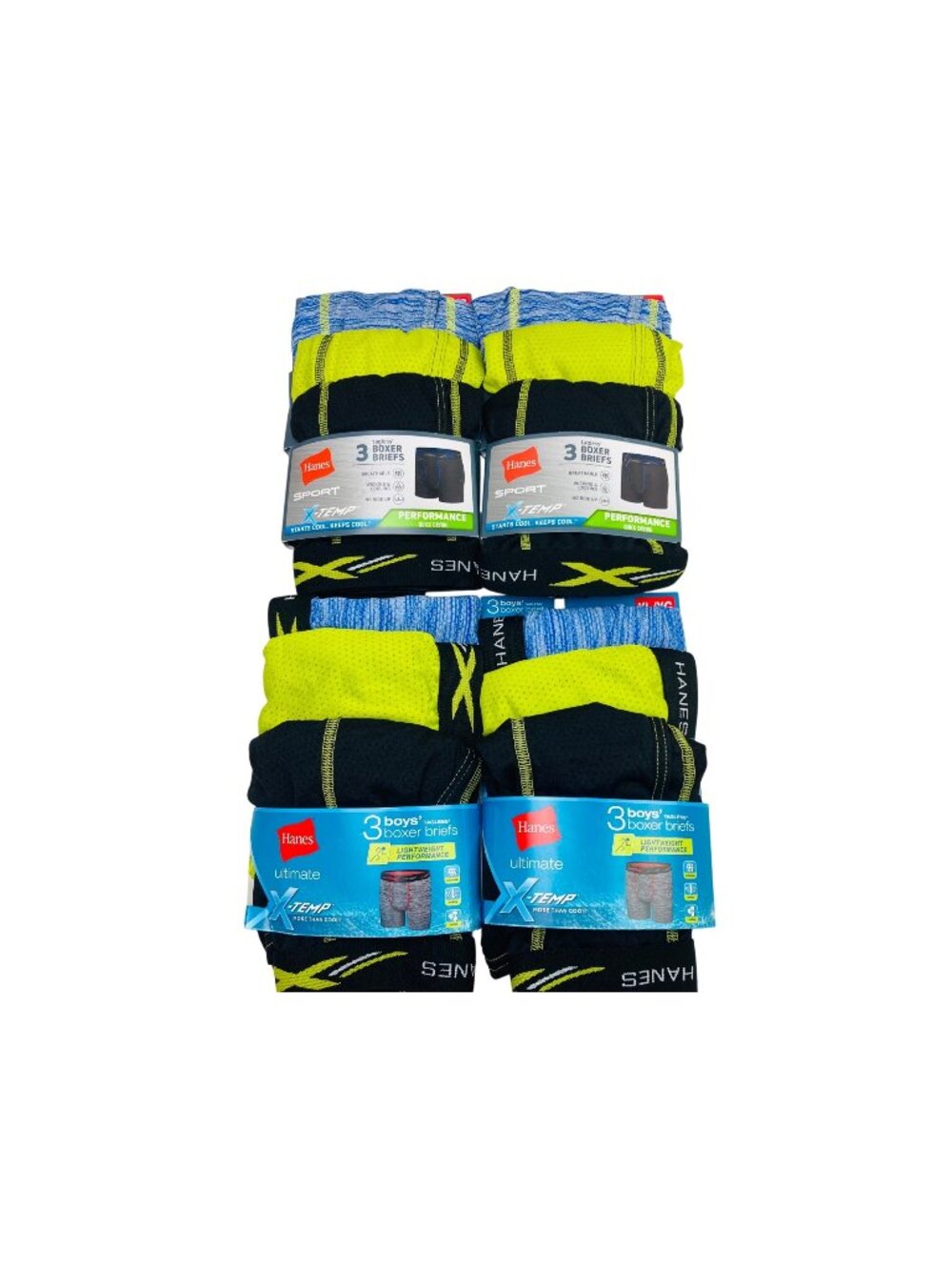 4 Hanes Boys X-Temp 3-Pack Tagless Boxer Briefs XL 18-20 Breathable Performance